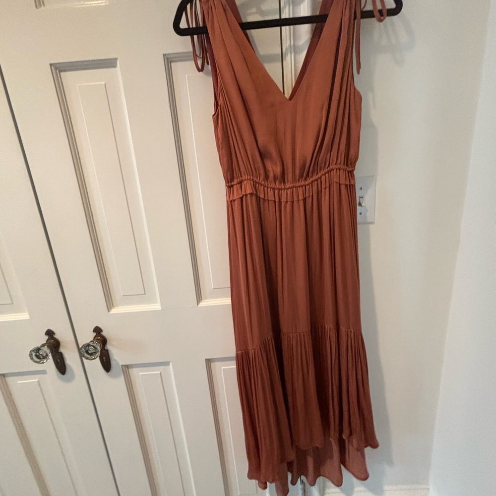 Banana Republic Brown Orange V-Neck High Low Dress